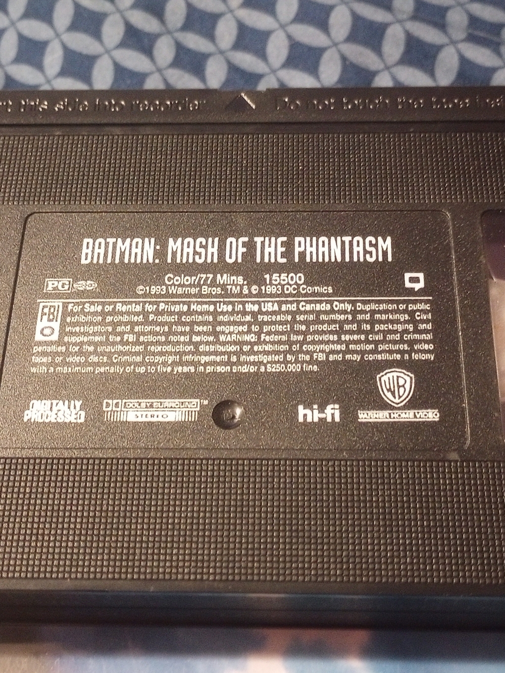 1993 Batman: Mask of the Phantasm VHS – Warner Bros. Vintage